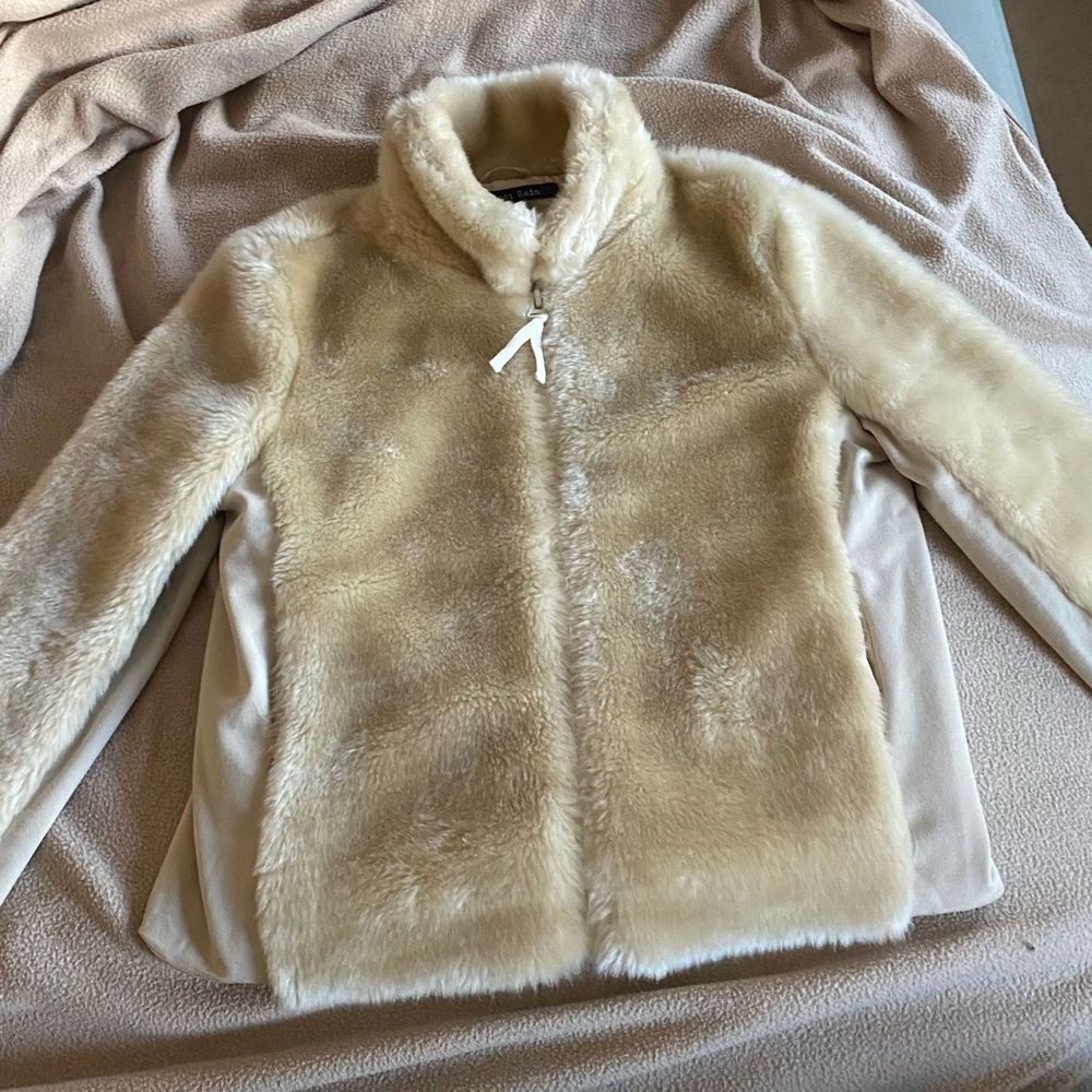 Sweet Rain Cream Teddy Jacket Plush Zip-Up Y2K Cozy
